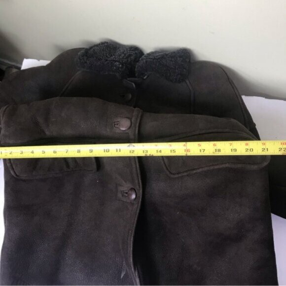 GilbertCohen Montreal Vintage Shearling Sheepskin Leather Coat Warm Fur Pocket L - Picture 12 of 15